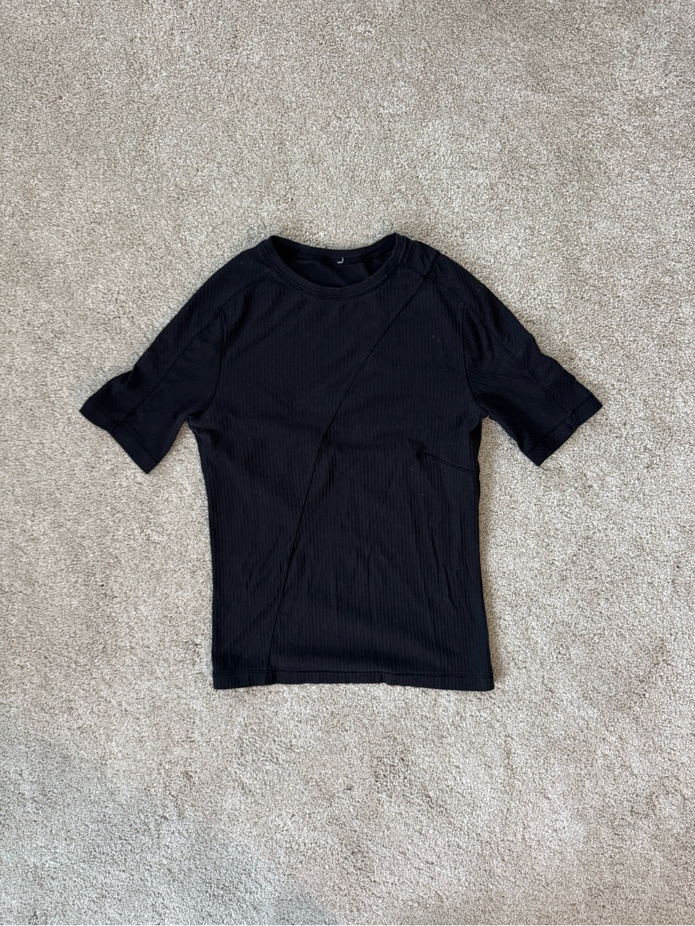 lululemon athletica Black Short Sleeve Ribbed Tee